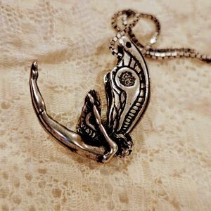 Sterling 925 Art Neuveau Butterfly Fairy Pendant Necklace